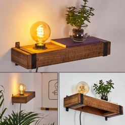 Luminaires Rustiques-hofstein Applique murale Montgomery Bois foncé, Noir, 1 lumière