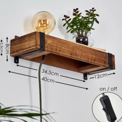 Luminaires Rustiques-hofstein Applique murale Montgomery Bois foncé, Noir, 1 lumière