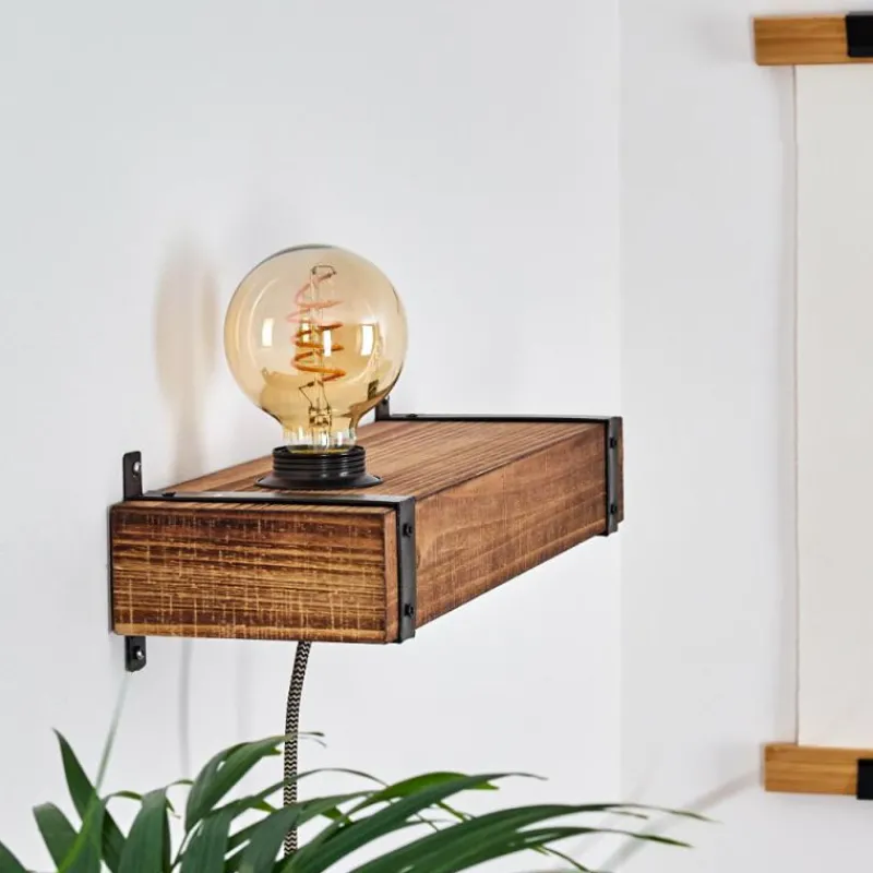 Luminaires Rustiques-hofstein Applique murale Montgomery Bois foncé, Noir, 1 lumière