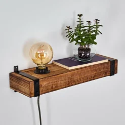 Luminaires Rustiques-hofstein Applique murale Montgomery Bois foncé, Noir, 1 lumière