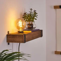 Luminaires Rustiques-hofstein Applique murale Montgomery Bois foncé, Noir, 1 lumière