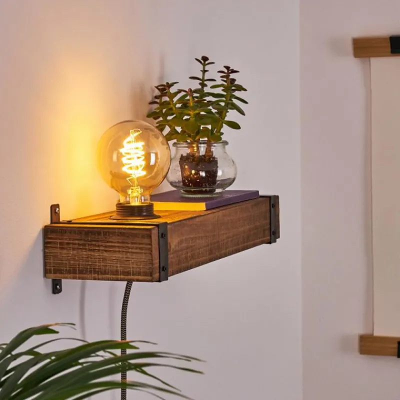 Luminaires Rustiques-hofstein Applique murale Montgomery Bois foncé, Noir, 1 lumière