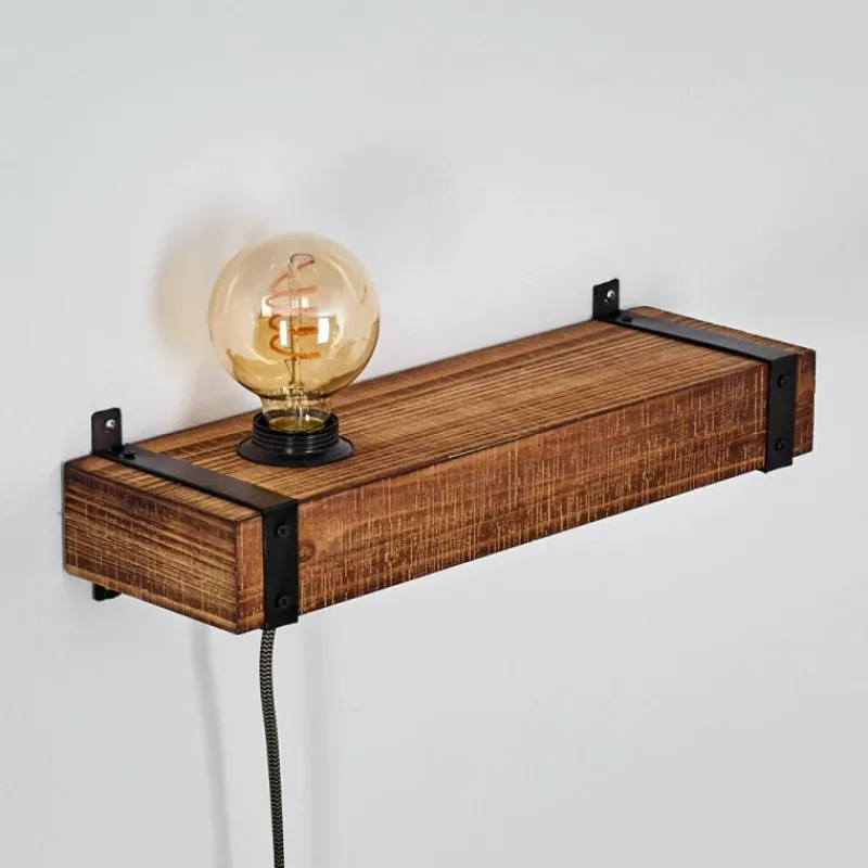 Luminaires Rustiques-hofstein Applique murale Montgomery Bois foncé, Noir, 1 lumière