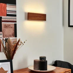 hofstein Applique murale Mosambik LED Brun, Bois foncé, Nickel mat, 1 lumière