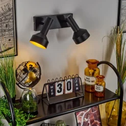 Lampes Dorées-hofstein Applique murale Musko Noir, 2 lumières