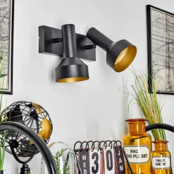 Lampes Dorées-hofstein Applique murale Musko Noir, 2 lumières