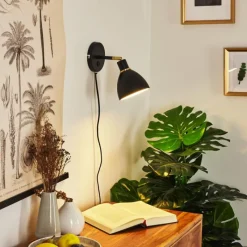 hofstein Applique murale Nabounay Laiton, Noir, 1 lumière