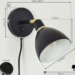 hofstein Applique murale Nabounay Laiton, Noir, 1 lumière