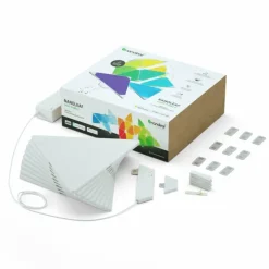 Luminaires nanoleaf Applique murale Nanoleaf Rhythm Starter Kit 9 Panneaux LED Blanc, 1 lumière, Télécommandes, Changeur de couleurs