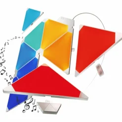Luminaires nanoleaf Applique murale Nanoleaf Rhythm Starter Kit 9 Panneaux LED Blanc, 1 lumière, Télécommandes, Changeur de couleurs