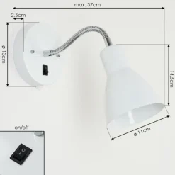 hofstein Applique murale Naouli Chrome, Noir, Blanc, 1 lumière