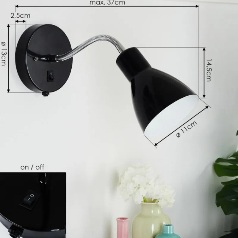 hofstein Applique murale Naouli Chrome, Noir, 1 lumière