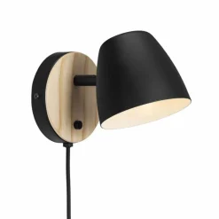 Lampes En Bois-Luminaires Nordlux Applique murale Nordlux THEO Bois clair, Noir, 1 lumière