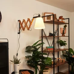 Lampes Industrielles-hofstein Applique murale Norfolk Bois clair, Noir, 1 lumière