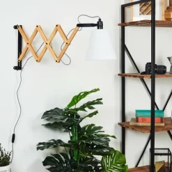 Lampes Industrielles-hofstein Applique murale Norfolk Bois clair, Noir, 1 lumière