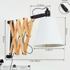 Lampes Industrielles-hofstein Applique murale Norfolk Bois clair, Noir, 1 lumière