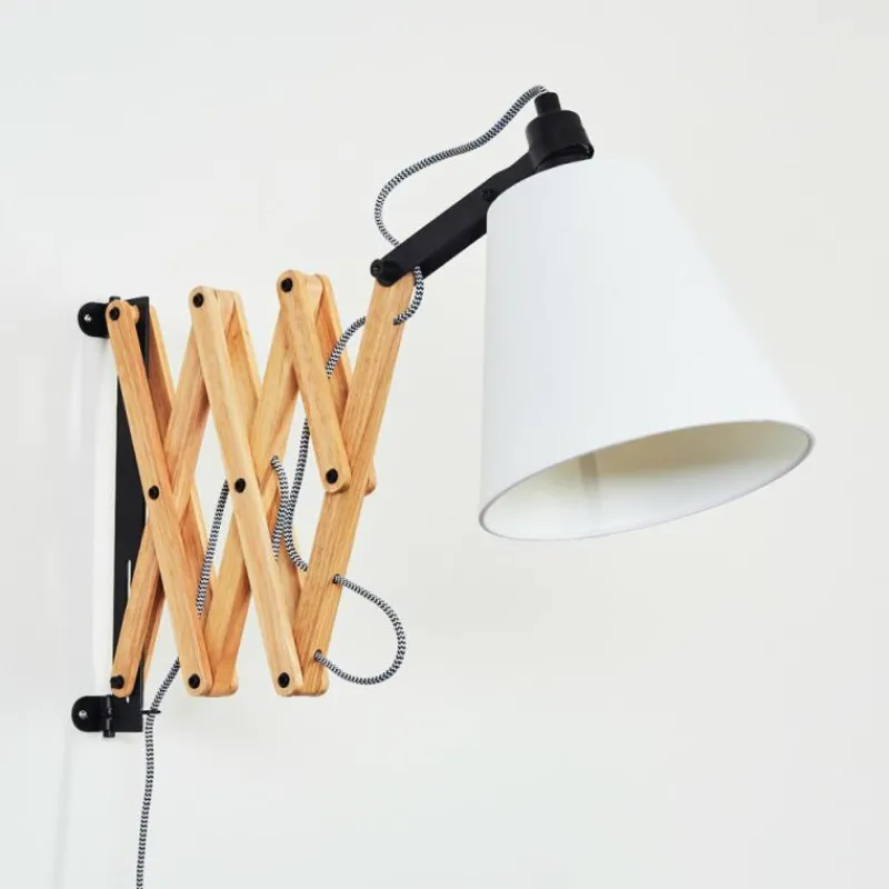 Lampes Industrielles-hofstein Applique murale Norfolk Bois clair, Noir, 1 lumière