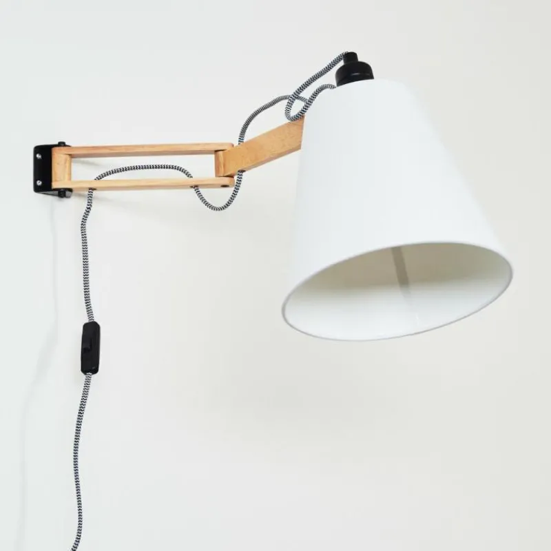 hofstein Applique murale Norfolk Bois clair, Noir, 1 lumière