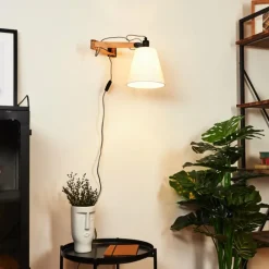 hofstein Applique murale Norfolk Bois clair, Noir, 1 lumière