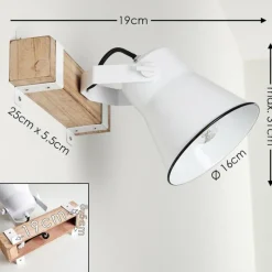 Luminaires Rustiques-hofstein Applique murale Oksbol Bois foncé, Blanc, 1 lumière