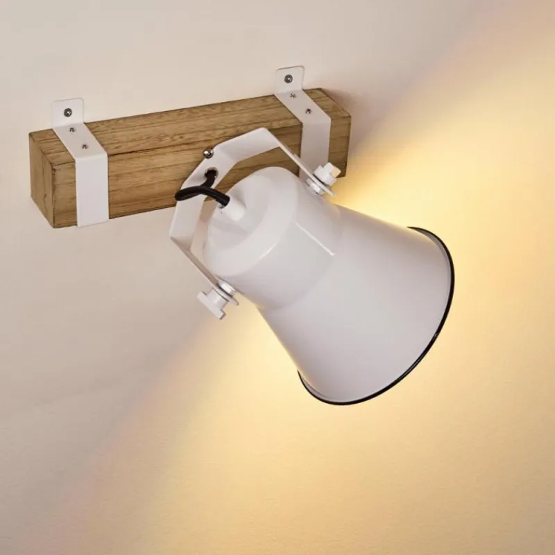 Luminaires Rustiques-hofstein Applique murale Oksbol Bois foncé, Blanc, 1 lumière