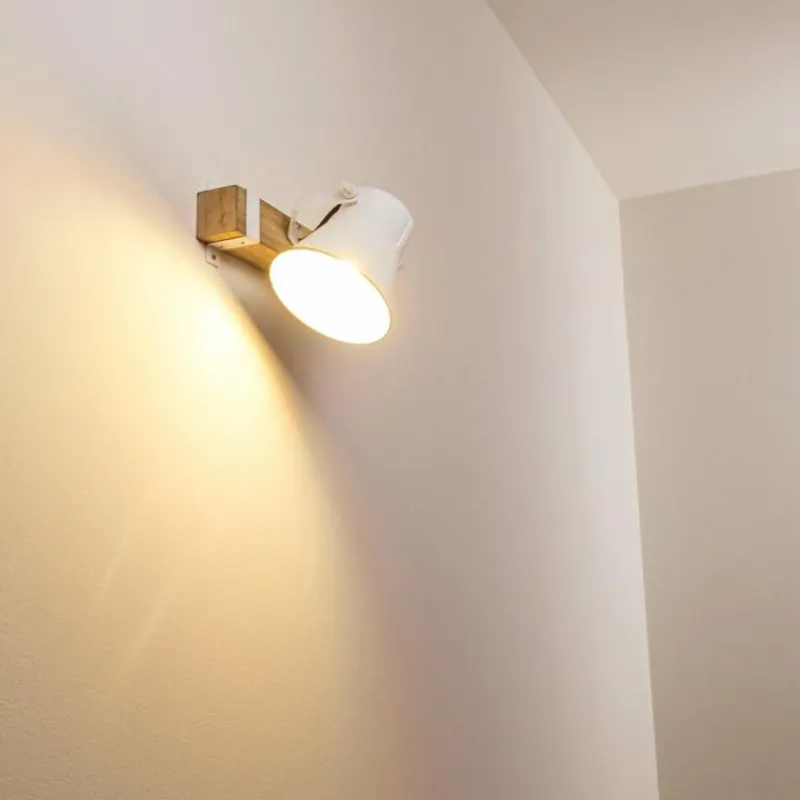 Luminaires Rustiques-hofstein Applique murale Oksbol Bois foncé, Blanc, 1 lumière