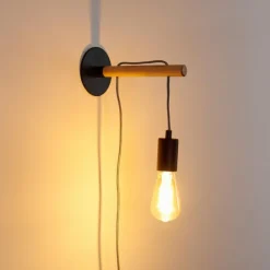 Lampes Vintages & Rétros-hofstein Applique murale Okseoer Brun clair, Noir, 1 lumière