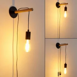 Lampes Vintages & Rétros-hofstein Applique murale Okseoer Brun clair, Noir, 1 lumière