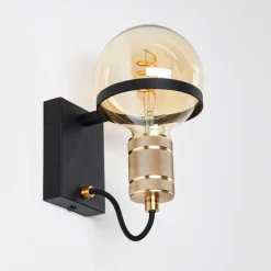 Lampes Dorées-hofstein Applique murale Okudari Noir doré, 1 lumière