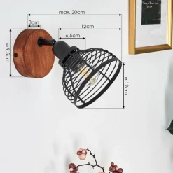 Lampes Industrielles-hofstein Applique murale Omna Bois foncé, Noir, 1 lumière