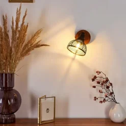 Lampes Industrielles-hofstein Applique murale Omna Bois foncé, Noir, 1 lumière