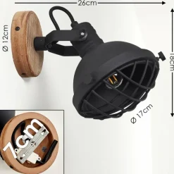 Lampes En Bois-hofstein Applique murale Onsala Brun, Noir, 1 lumière