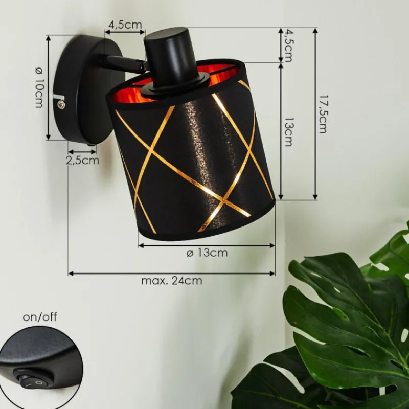 Lampes En Tissu-hofstein Applique murale Opatija Noir, 1 lumière