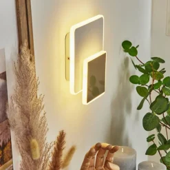 hofstein Applique murale Orchaise LED Nickel mat, Blanc, 1 lumière