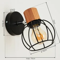 Lampes Vintages & Rétros-hofstein Applique murale Orkanger Chrome, Écru, Noir, 1 lumière