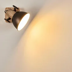 Luminaires Rustiques-hofstein Applique murale Orny Anthracite, Bois clair, 1 lumière