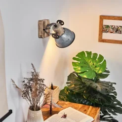 Lampes Industrielles-hofstein Applique murale Orny Bois clair, Argenté, 1 lumière