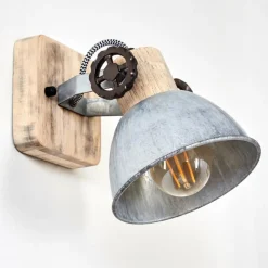 Lampes Industrielles-hofstein Applique murale Orny Bois clair, Argenté, 1 lumière