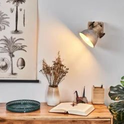 Lampes Industrielles-hofstein Applique murale Orny Bois clair, Argenté, 1 lumière