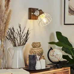 Lampes Industrielles-hofstein Applique murale Orny Bois foncé, Blanc, 1 lumière