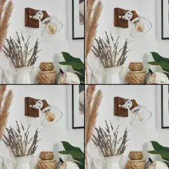 Lampes Industrielles-hofstein Applique murale Orny Bois foncé, Blanc, 1 lumière