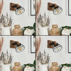 Lampes Industrielles-hofstein Applique murale Orny Bois foncé, Noir, 1 lumière