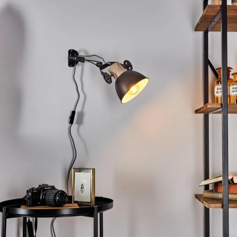 Lampes Industrielles-hofstein Applique murale Orny Brun, Bois clair, 1 lumière