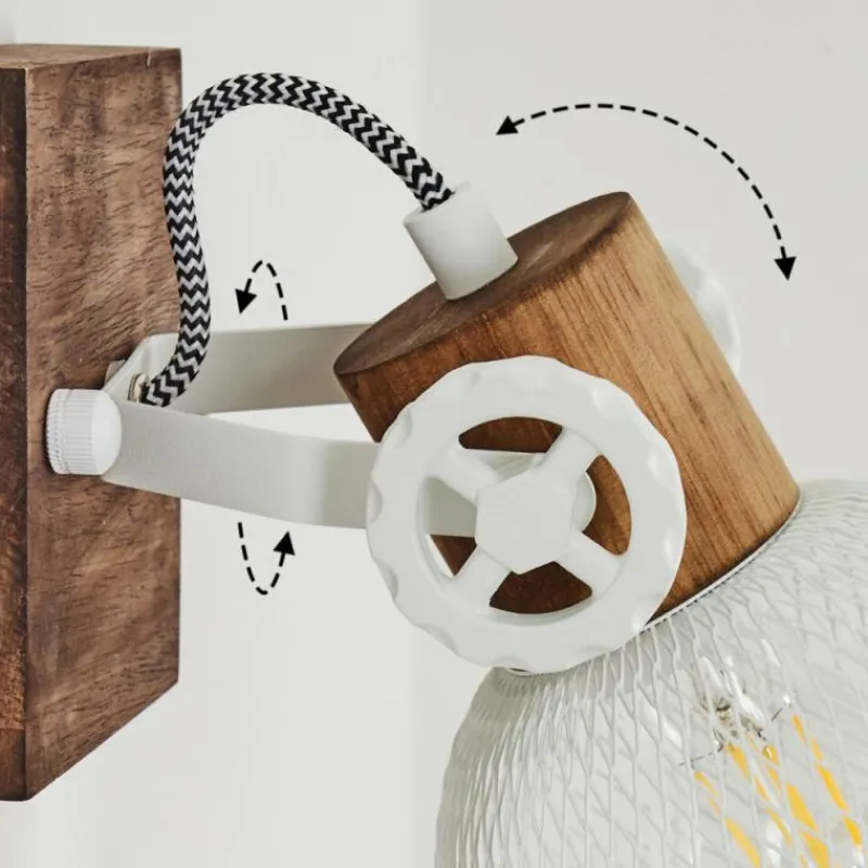 Lampes Industrielles-hofstein Applique murale Orny Brun, Blanc, 1 lumière