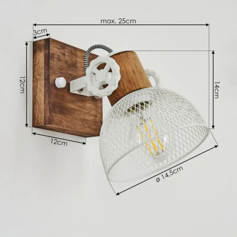 Lampes Industrielles-hofstein Applique murale Orny Brun, Blanc, 1 lumière
