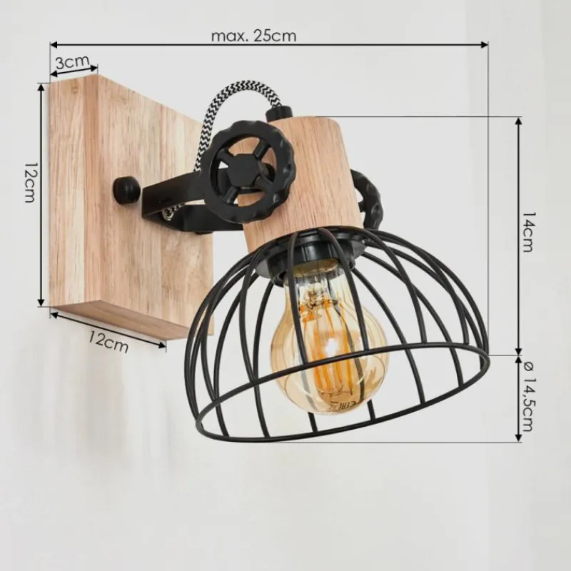 Lampes Industrielles-hofstein Applique murale Orny Écru, Noir, 1 lumière