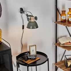 Lampes Industrielles-hofstein Applique murale Orny Vert, Bois clair, 1 lumière