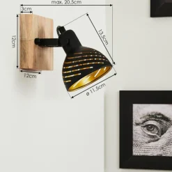 Lampes Dorées-hofstein Applique murale Osina Brun, Noir, 1 lumière