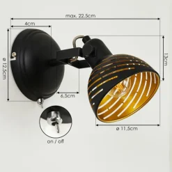 Lampes Dorées-hofstein Applique murale Osina Noir, 1 lumière