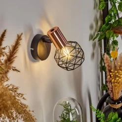 Lampes Vintages & Rétros-hofstein Applique murale Palmira Cuivre, Noir, 1 lumière